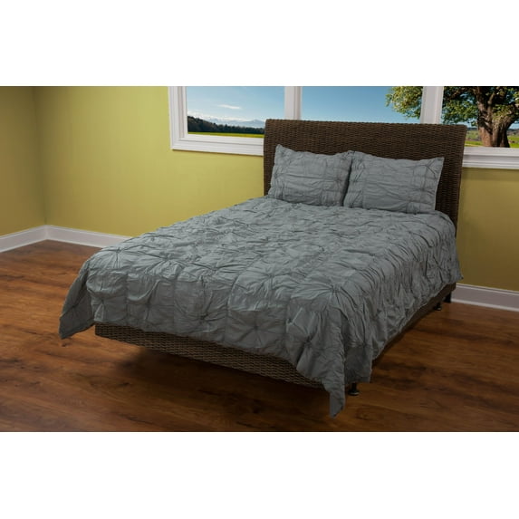 Rizzy Home Cotton 68"x86" Gray Solid Bedding