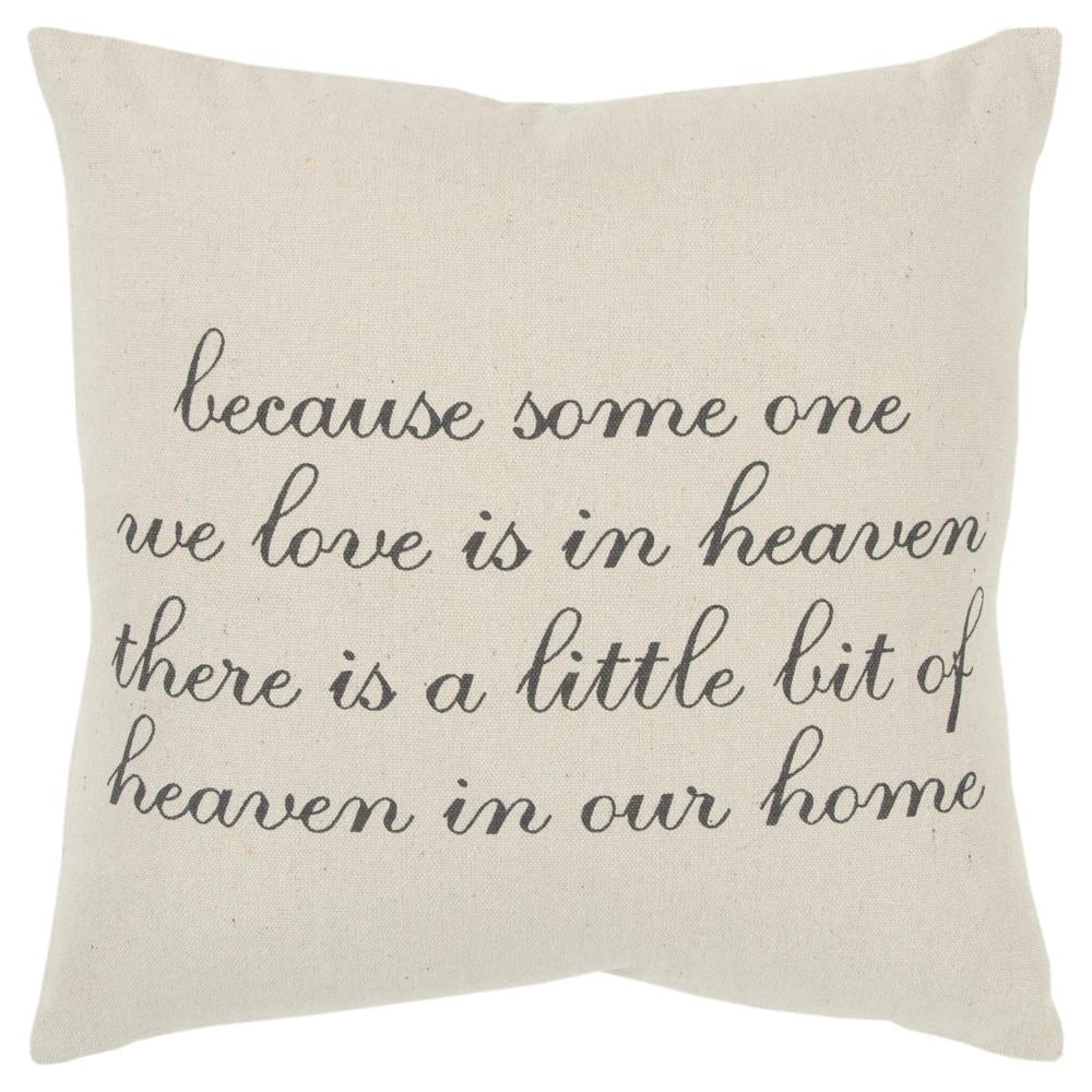 Rizzy Home Cotton Sentiment, Pillow Cover, Square 20"X20" Natural