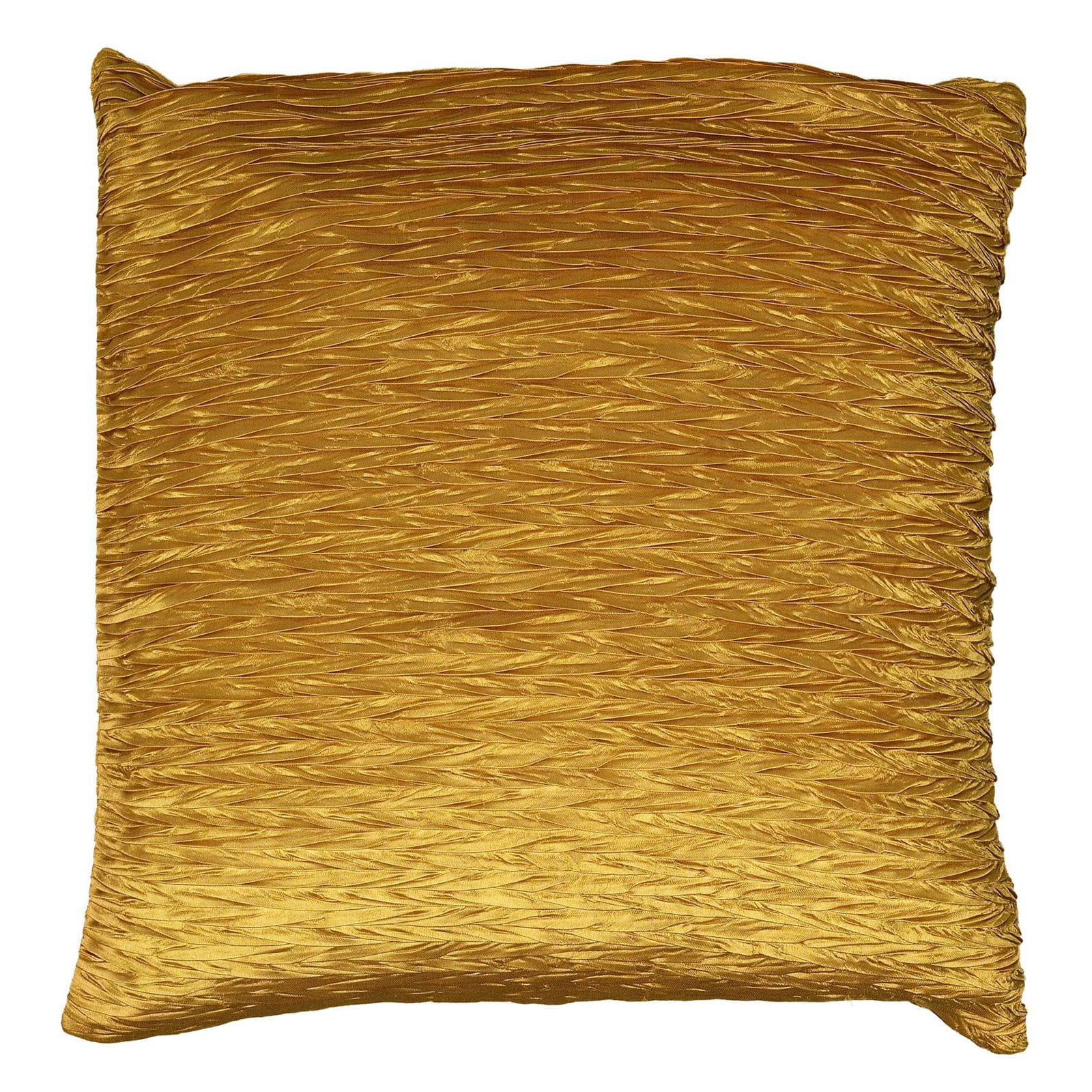 Gold Crinkle Textured Polyester Square Throw Pillow