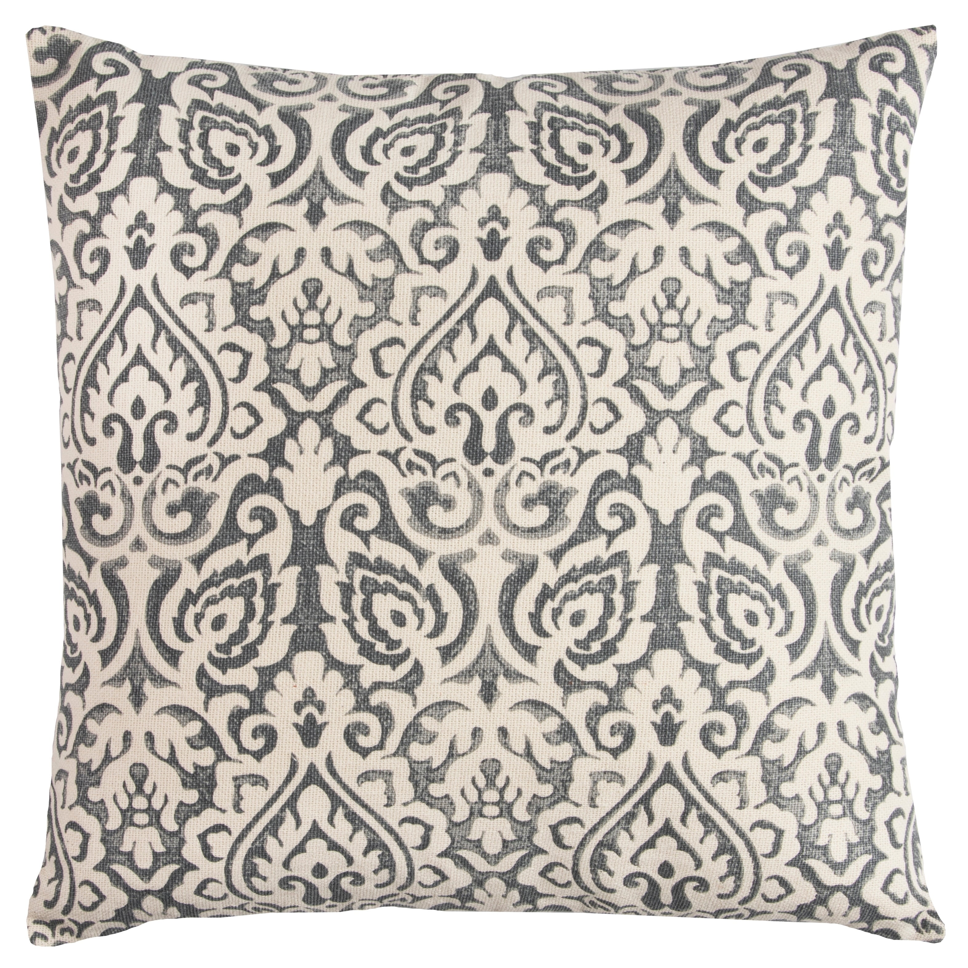 Gray Cotton 22" x 22" Damask Pillow Cover
