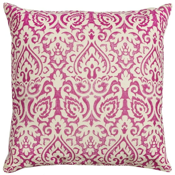 Rizzy Home Damask 22" x 22" Poly Filled Pillow with Cotton Cover-Pink/Natural