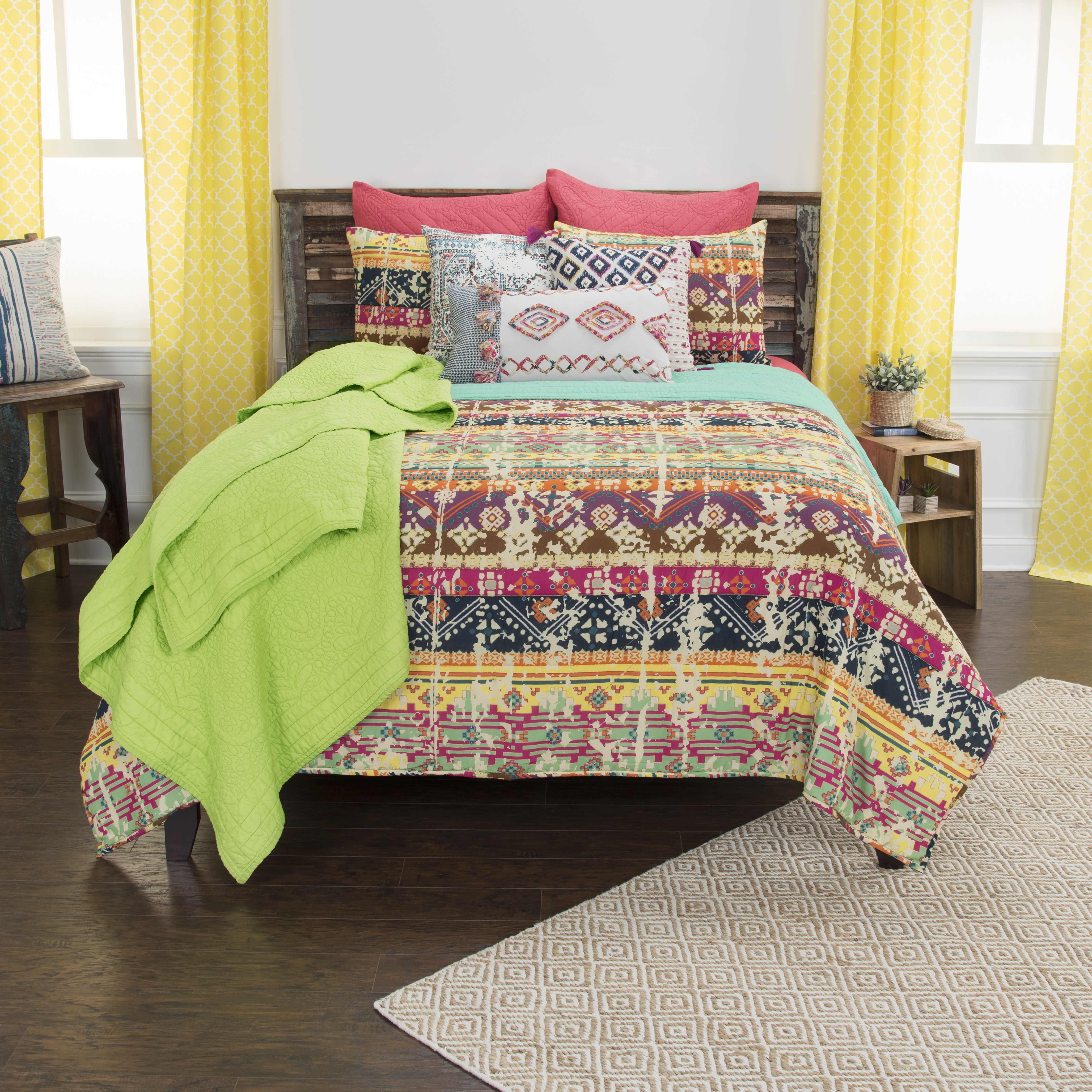 Dash Geometric Twin Cotton Quilt Set in Navy