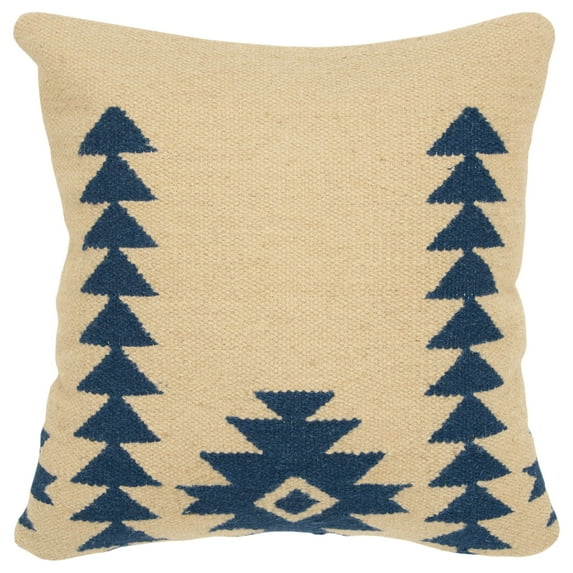 Rizzy Home Decorative Down Filled Throw Pillow Aztek Motif 18"X18" Blue