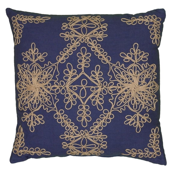 Rizzy Home Decorative Poly Filled Throw Pillow Medallion 18"X18" Blue