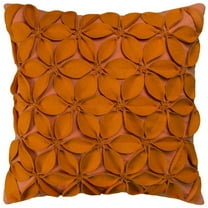 Rizzy Home Decorative Poly Filled Throw Pillow Solid Botanical Petals 18"X18" Orange