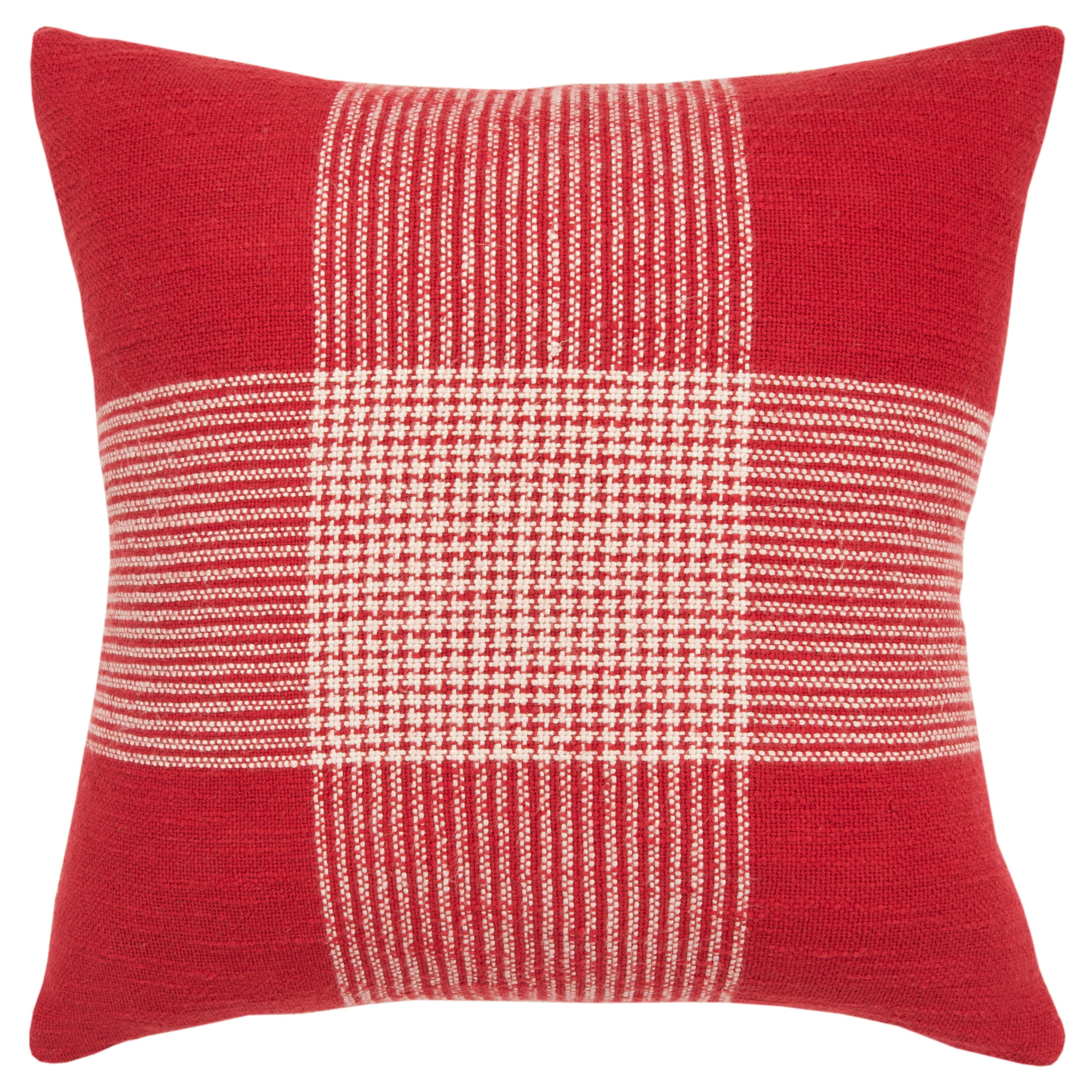 Rizzy Home Decorative Throw Pillow Cover Plaid 20"X20" Red