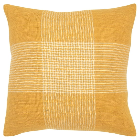 Rizzy Home Decorative Throw Pillow Cover Plaid 20"X20" Yellow