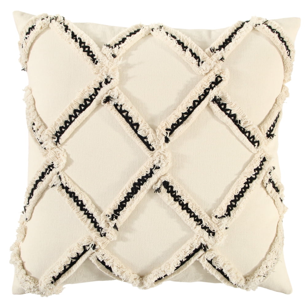 Rizzy Home Diamond 18" x 18" Poly Filled Pillow with Cotton Duck Cover-Natural