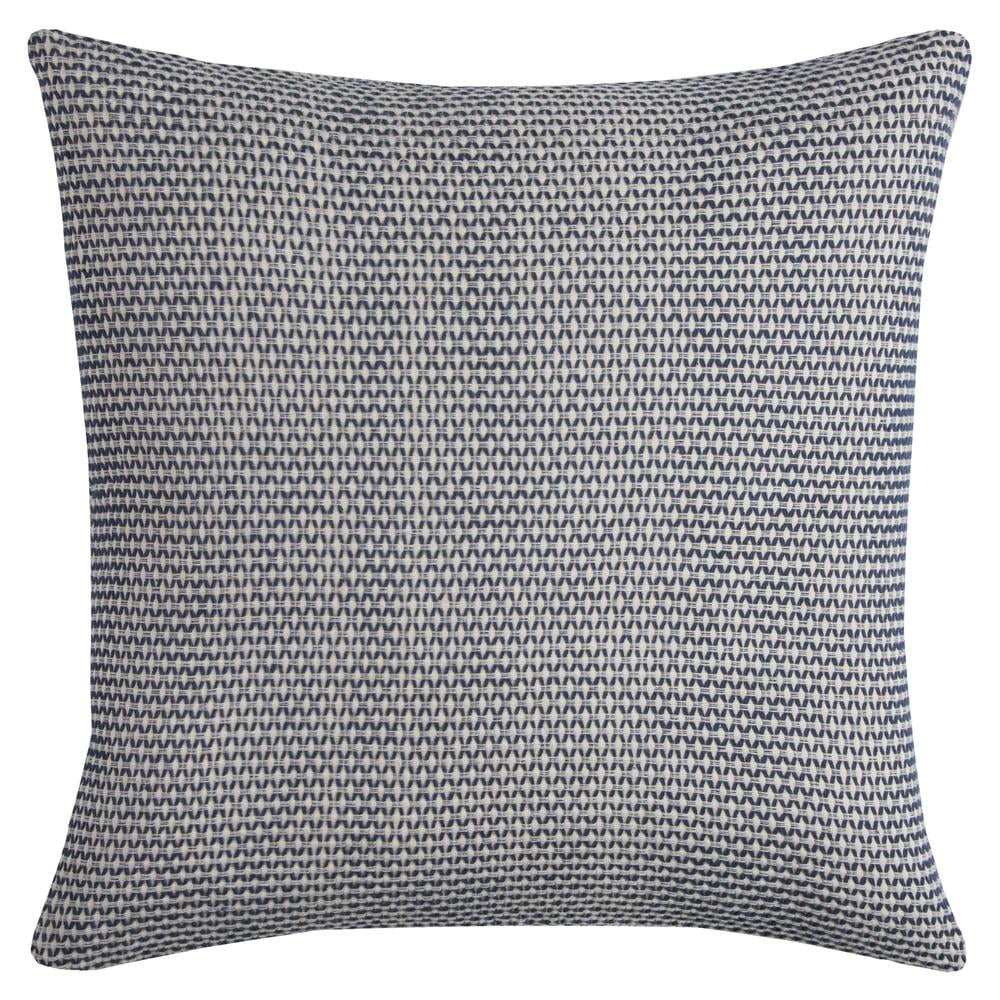 22" Indigo and Natural Cotton Canvas Square Throw Pillow