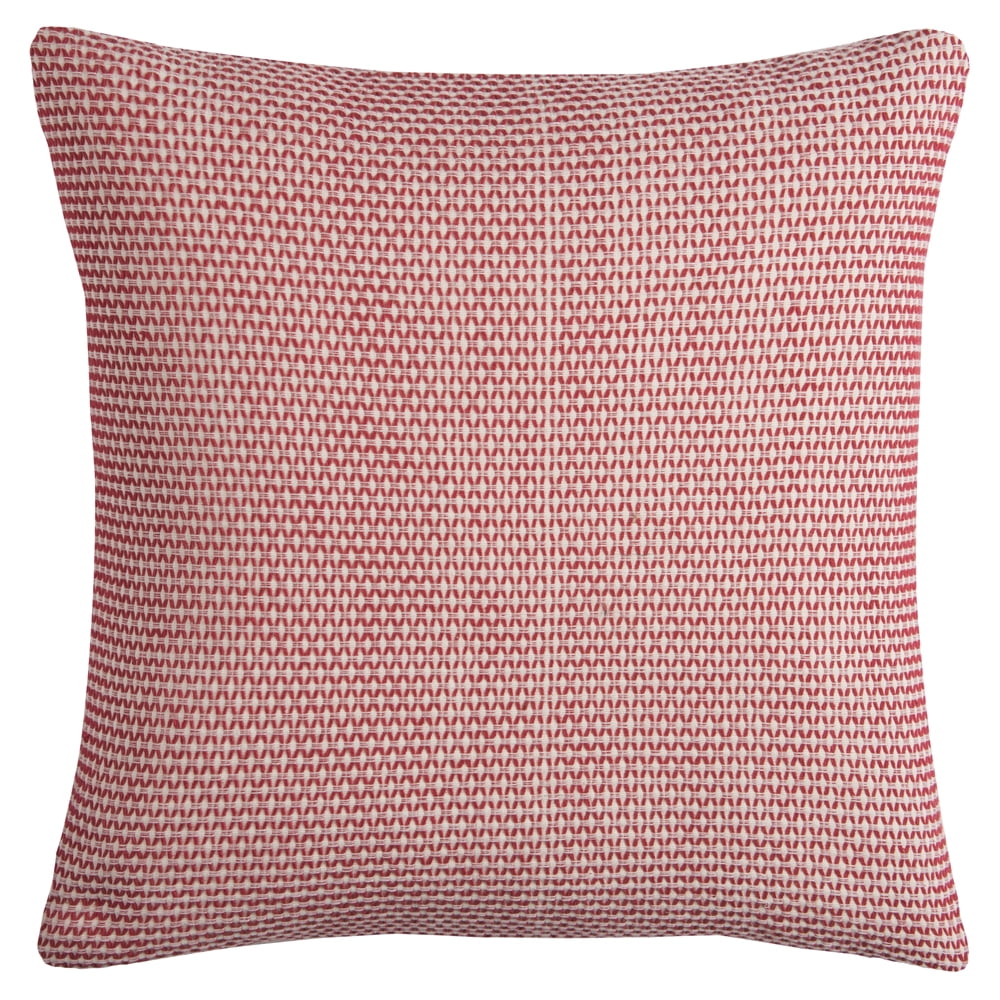 Large Red and Ivory Cotton Square Decorative Pillow