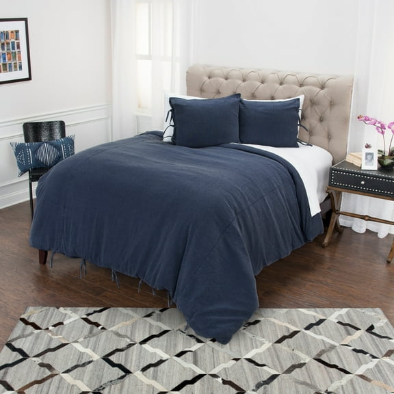 Rizzy Home Donny Osmond Cotton Indigo 3-Piece Duvet Set King