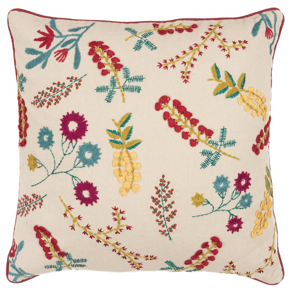 Rizzy Home Floral 20" x 20" Poly Pillow with Cotton Cover-Multi-ColorBrights