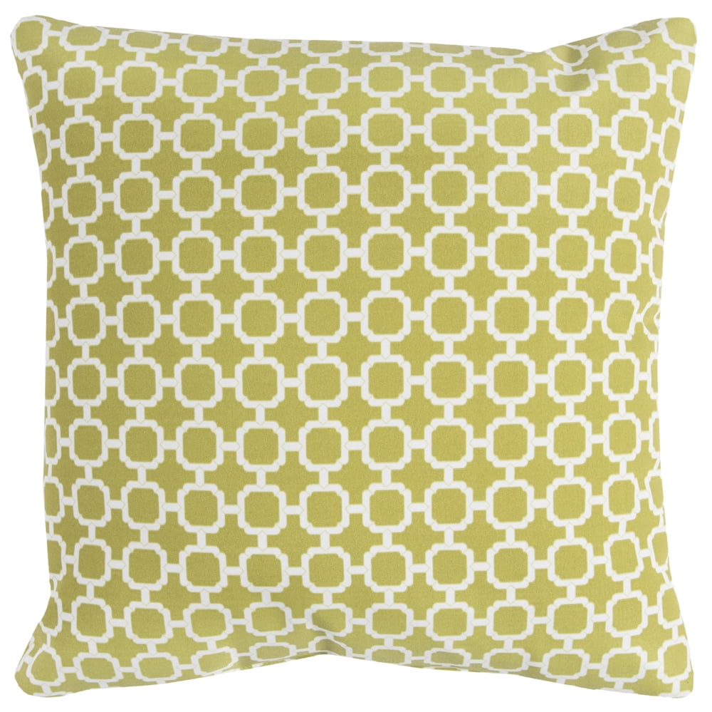Green and White Geometric Outdoor Throw Pillow, 22" Square