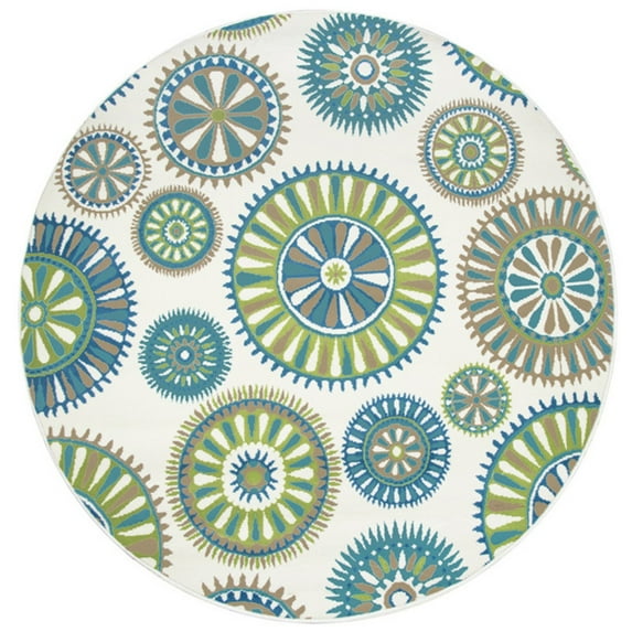 Rizzy Home Green Aqua and Blue Rug In Polypropylene 5'-5" X 5'-5" - Round