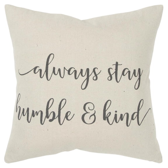 Rizzy Home Holiday "Always Stay Humble And Kind" Decorative Throw Pillow Cover, 20" x 20", Natural