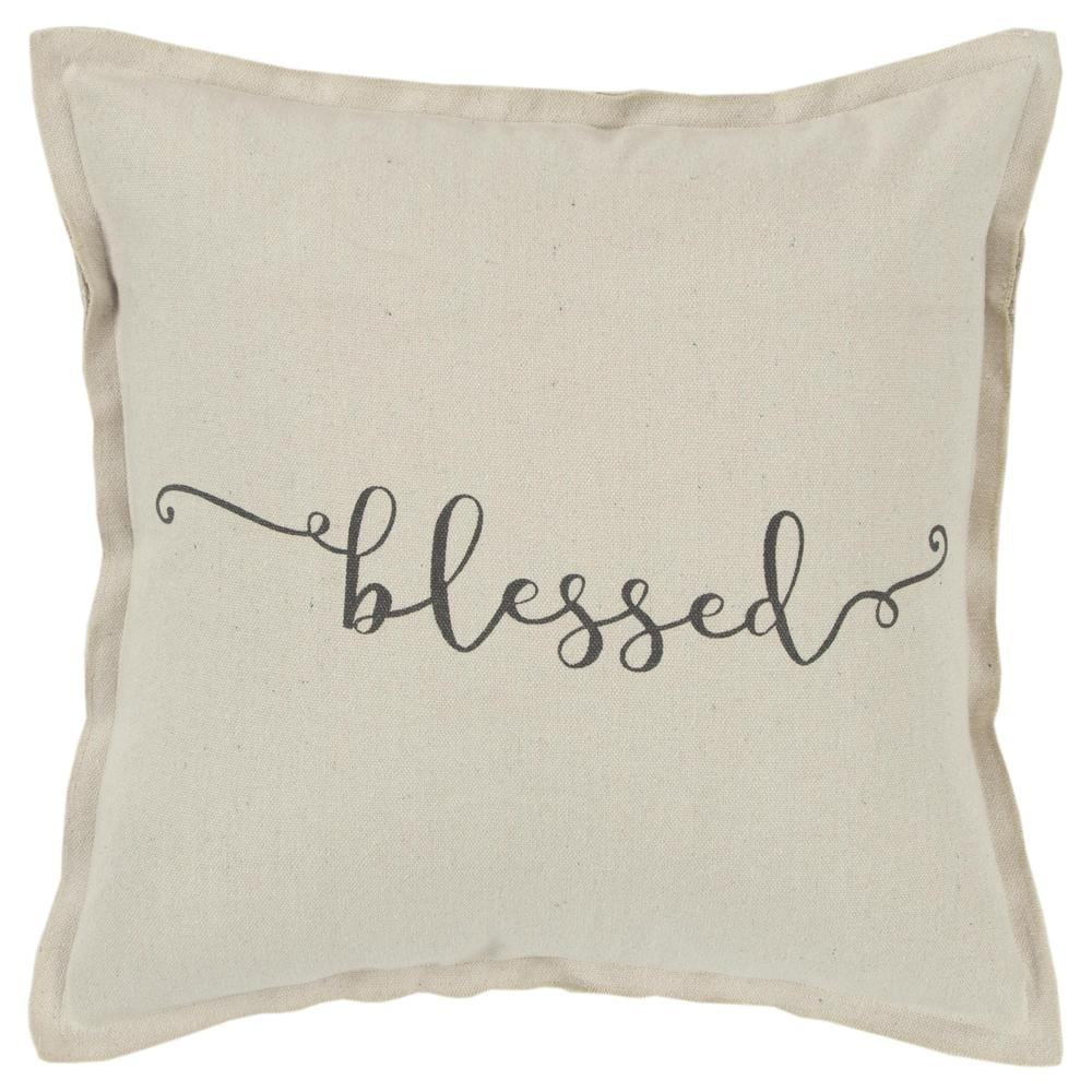 Natural Cotton 20" x 20" Blessed Decorative Throw Pillow Cover