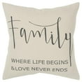 Rizzy Home Holiday "Family" Down Filled Decorative Throw Pillow, 20" x