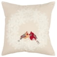 thumbnail image 1 of Rizzy Home Holiday Wreath Mr. and Mrs. Cardinal In Embroidery Cotton Decorative Throw Pillow Cover, 20" x 20", Natural/Red, 1 of 1