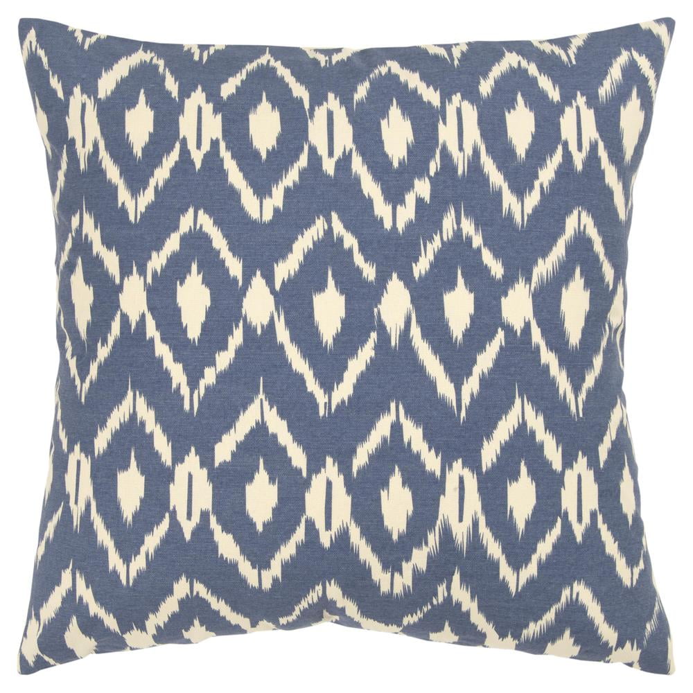 Blue and Natural Ikat 18" Square Cotton Pillow