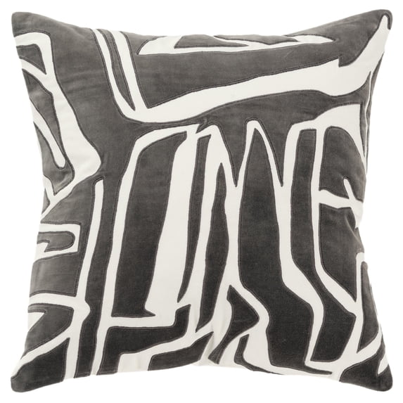 Rizzy Home Ivory/CHARCOAL 20"X20" Abstract Appliqued Poly Filled Throw Pillow