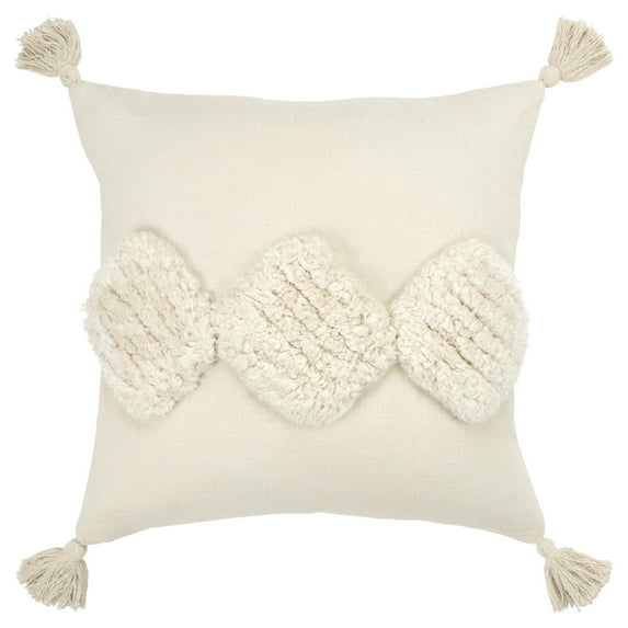 Rizzy Home Ivory Diamond Geometric Natural Decorative Down Filler Pillow