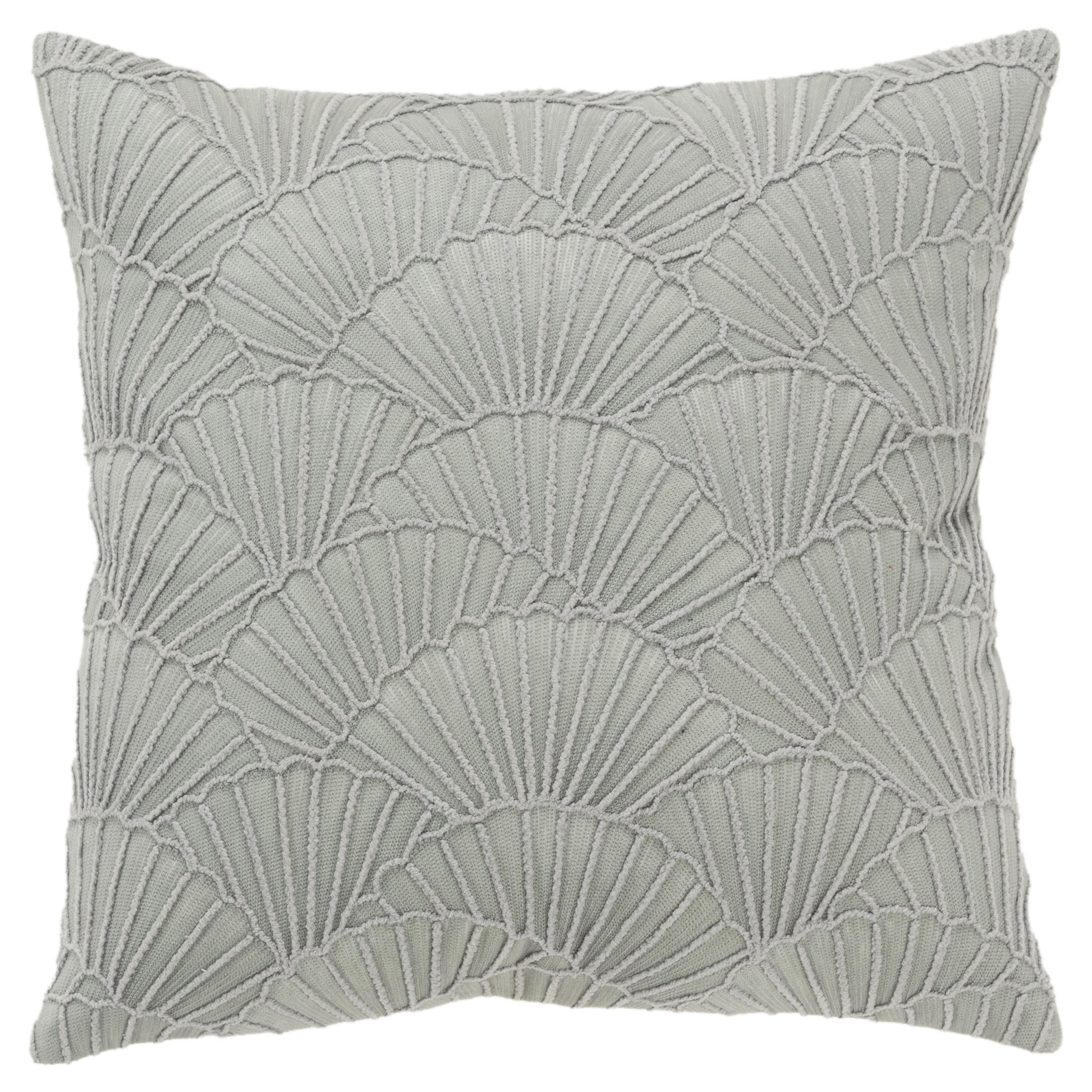 Gray Embroidered Cotton 20"x20" Throw Pillow