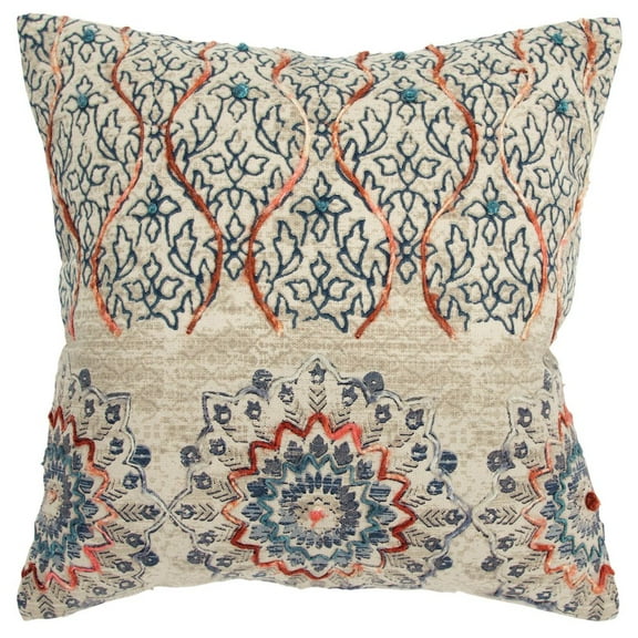 Rizzy Home Medallion 20" x 20" Cotton Pillow Cover in Natural