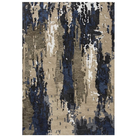 Rizzy Home Metro Hand Tufted Recycled Polyester Beige/Blue 18" x 18" Area Rug