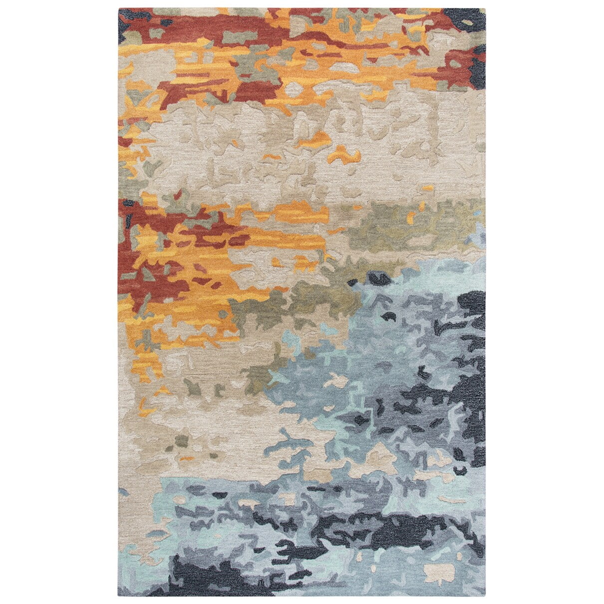 Handmade Black and Multicolor Wool Abstract Area Rug