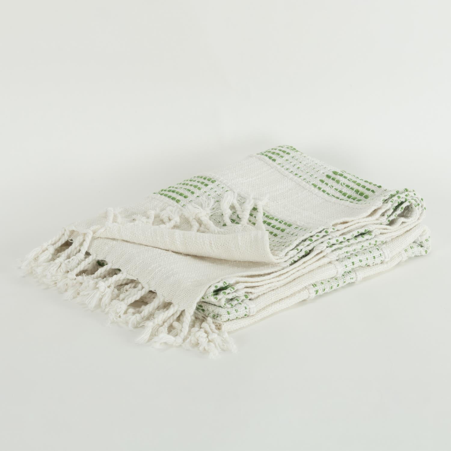 Rizzy Home Modern Stripe Hand Loomed Throw Green/Natural