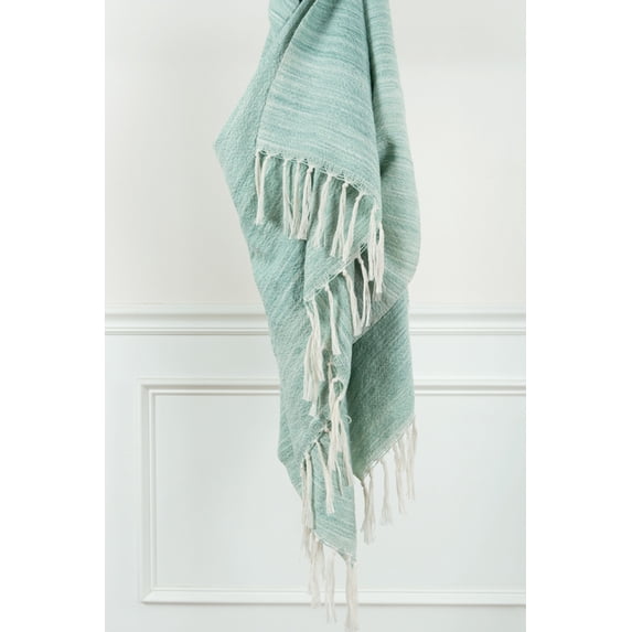 Rizzy Home Monochromatic Recycled Polyester Woven Throw, 50"x60" , Green