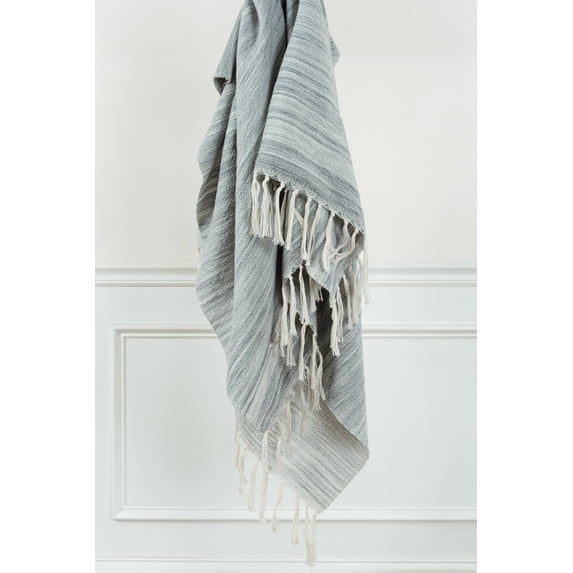 Rizzy Home Monochromatic Recycled Polyester Woven Throw, 50"x60" , Grey