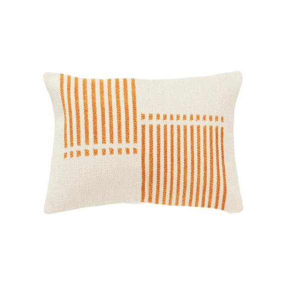 Rizzy Home Natural/Orange 14"X20" Stripe Woven Poly Filled Throw Pillow