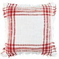 thumbnail image 1 of Rizzy Home Plaid 18" x 18" Poly Filled Pillow with Woven Cotton Cover-White/Red, 1 of 5