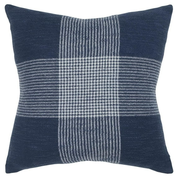 Rizzy Home Poly Filled Decorative Throw Plaid 20"X20" Indigo