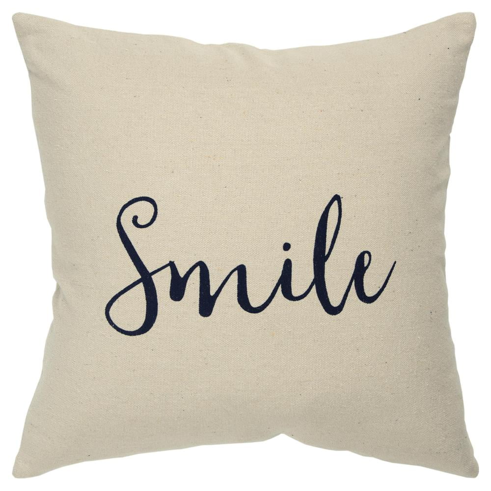 Natural Cotton Canvas Smile Sentiment 20" x 20" Pillow