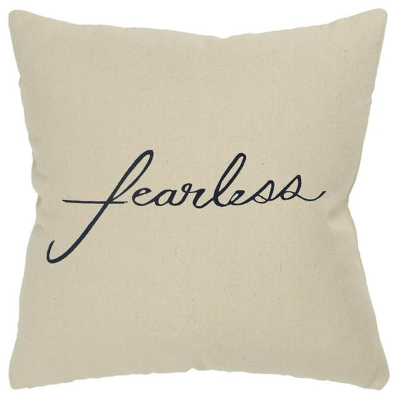 Rizzy Home Sentiment 20" x 20" Down Pillow with Cotton Canvas Cover-Natural