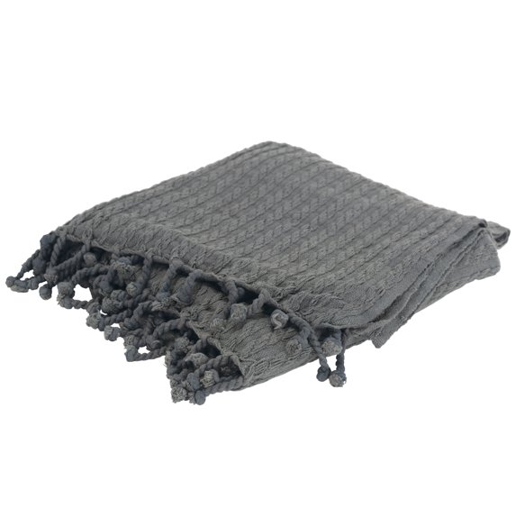 Rizzy Home Solid Gray 50"X 60" Throw