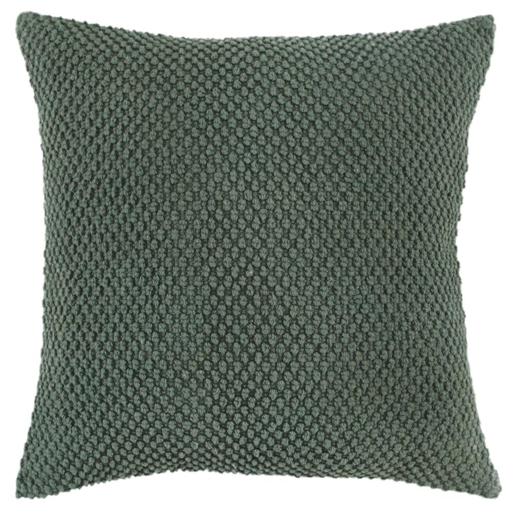 Olive Green Nubby Textured Cotton Square Throw Pillow