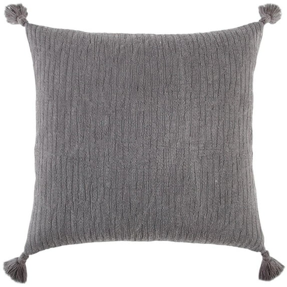 Rizzy Home Solid With Tonal Abstract Cotton Throw Pillow Grey