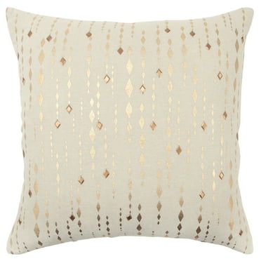 Rizzy Home Stripe 20" x 20" Down Filled Pillow with Cotton Cover-Gold/Natural