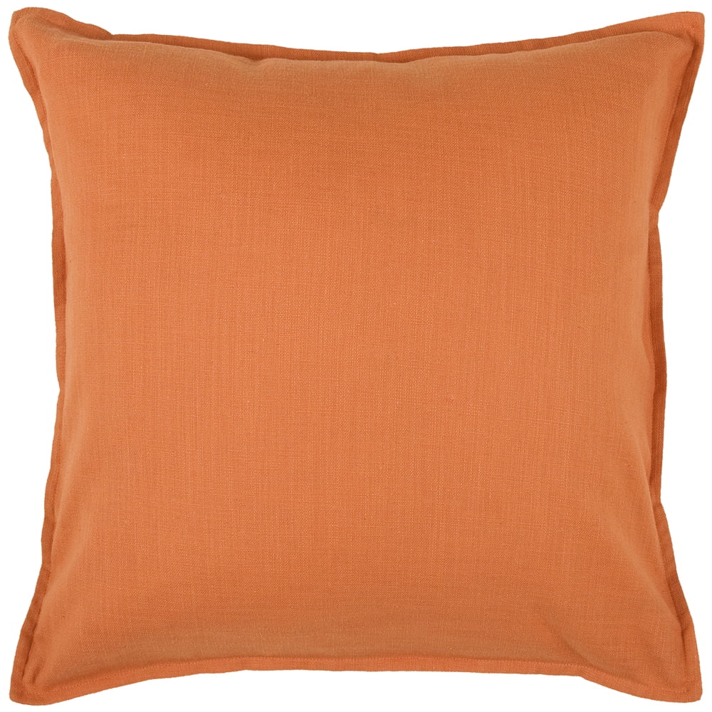 20'' Orange Cotton Square Throw Pillow with Flanged Edges