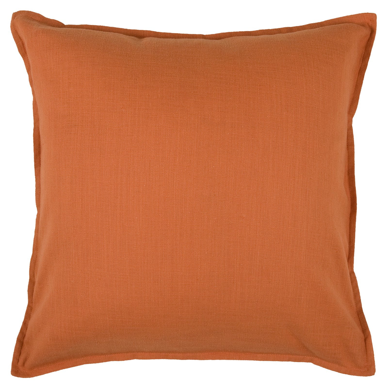 20'' Orange Cotton Square Throw Pillow with Flanged Edges