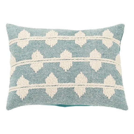 Rizzy Home Teal 14"X20" Diamond Woven Poly Filled Throw Pillow