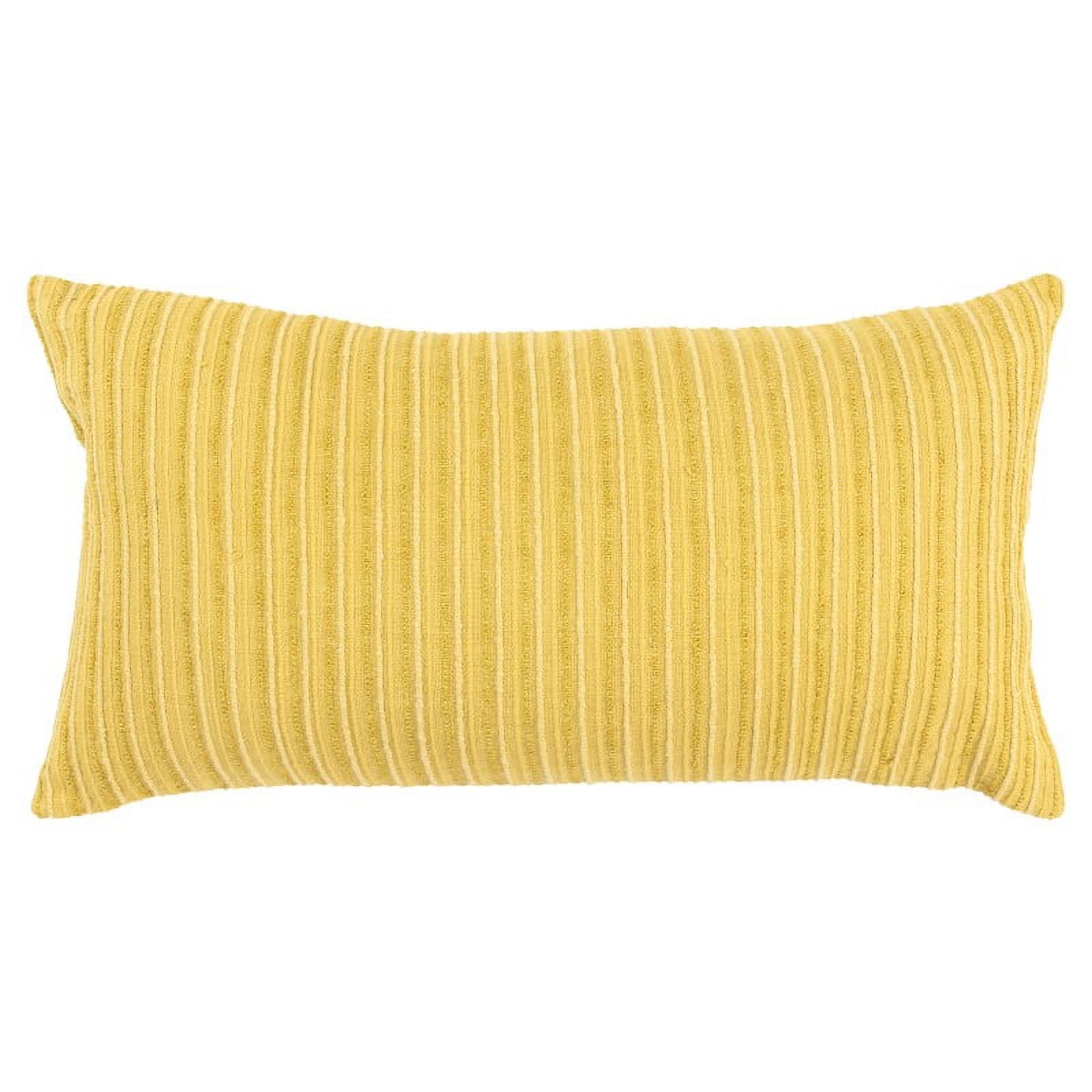 Yellow Woven Stripe Rectangular Cotton Throw Pillow