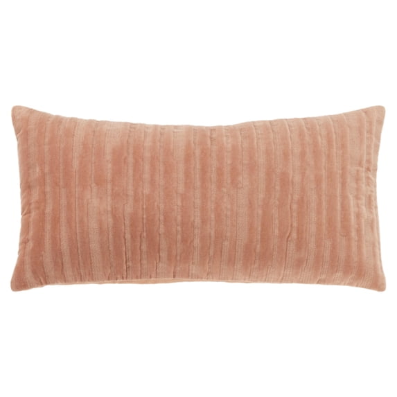 Rizzy Home Terracotta 14"X26" Stripe EmbroideRed Poly Filled Throw Pillow