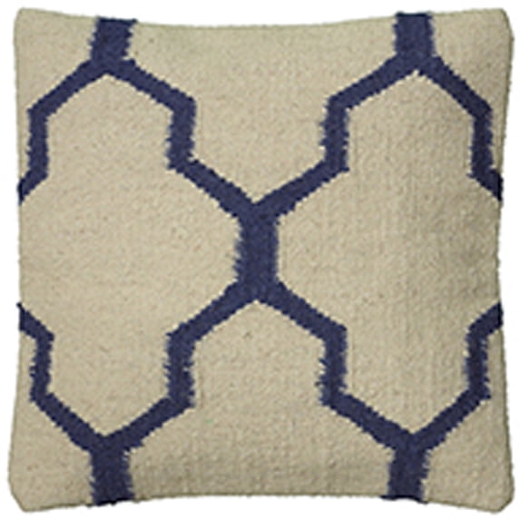 Rizzy Home Throw Pillow T06048 Classic Blue Angled Ogee 18" x 18" Square, Cover Only