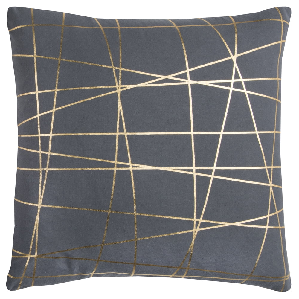 20" Gray and Gold Abstract Foil Print Throw Pillow