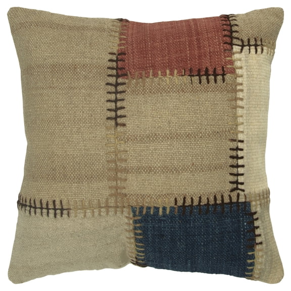 Rizzy Home Throw Pillow T15162 Transitional Orange Stitched Blocks 20" x 20" Square, Cover Only