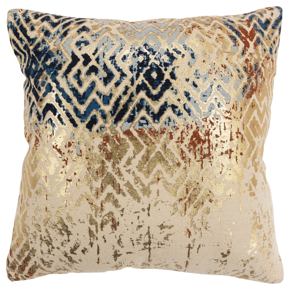 Gold Foil Vintage Geometric Cotton Square Pillow Cover
